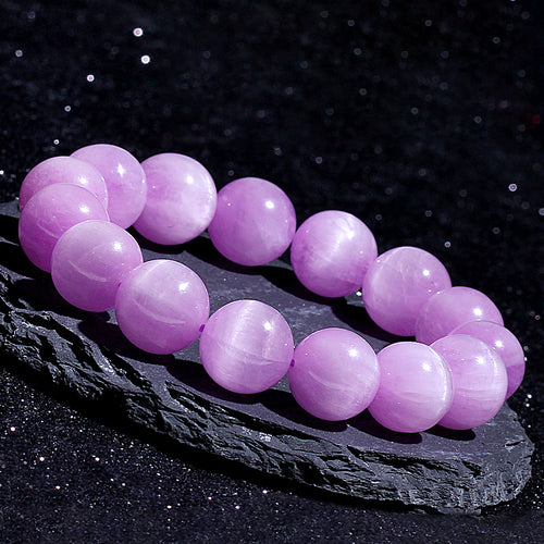 Natural Lavender Kunzite Cat Eye Crystal Bracelet